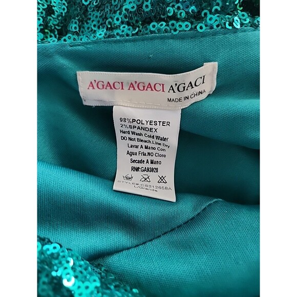 A'gaci Agaci Bodycon Mid Sleeve Dress Large Sequin Homecoming Festival Concert - Picture 12 of 12